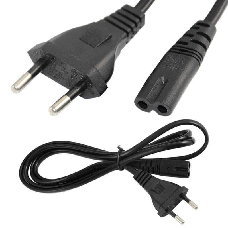 odedo Cable de alimentación de 2 metros, alargador europeo para  dispositivos fríos, IEC C8/C7, color negro