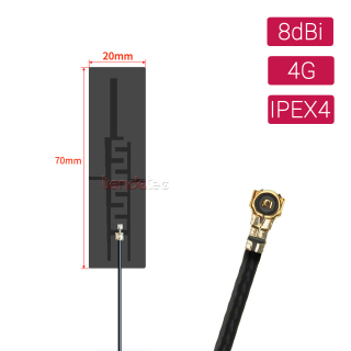 ANTENA ADHESIVA FPC 8DBI 700-2700MHZ IPEX4, 70X20MM, CABLE 13CM