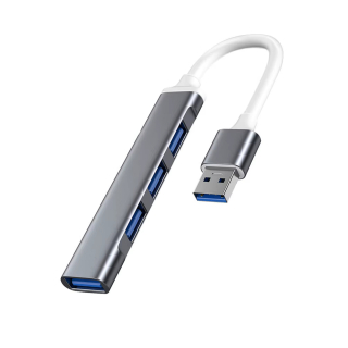 MINI HUB USB-A 3.0 METALICO – 4 PUERTOS - 1xUSB3 + 3xUSB2