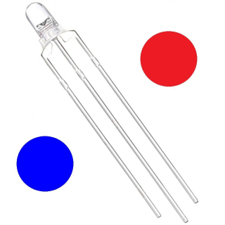 LED 3MM BICOLOR TRANSPARENTE - ROJO/AZUL