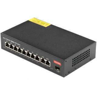 SWITCH POE 11 PUERTOS (8+2+1) GIGABIT - 150W ALTA POTENCIA