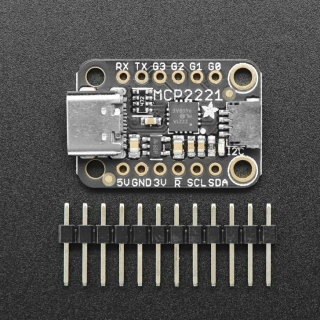 ADAPTADOR USB A I2C / GPIO / ADC CON CHIP MCP2221A Y CONECTOR STEMMA QT