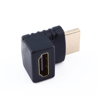 Conector HDMI en ángulo recto con conectores bañados en oro. HDMI Hembra-  HDMI macho 270º