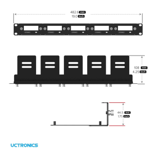 UCTRONICS RASPBERRY PI RACK 1U - 5x RASPBERRY PI 5 + NVMe