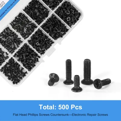 KIT 500 TORNILLOS PHILLIPS M2, M2,5 Y M3 NEGROS PARA ELECTRONICA, PORTATILES Y RELOJERIA
