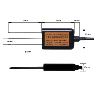 SENSOR DE SUELO HUMEDAD, TEMPERATURA Y CONDUCTIVIDAD (S-SOIL MTEC-02B) - RS485 MODBUS RTU