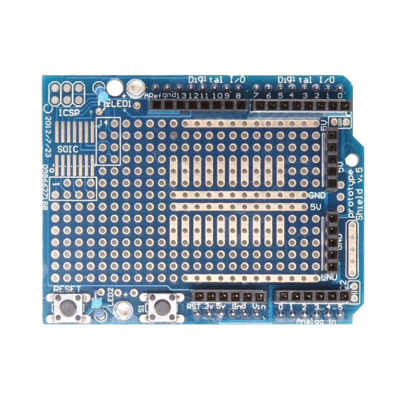 PROTOSHIELD PARA ARDUINO UNO CON BREADBOARD