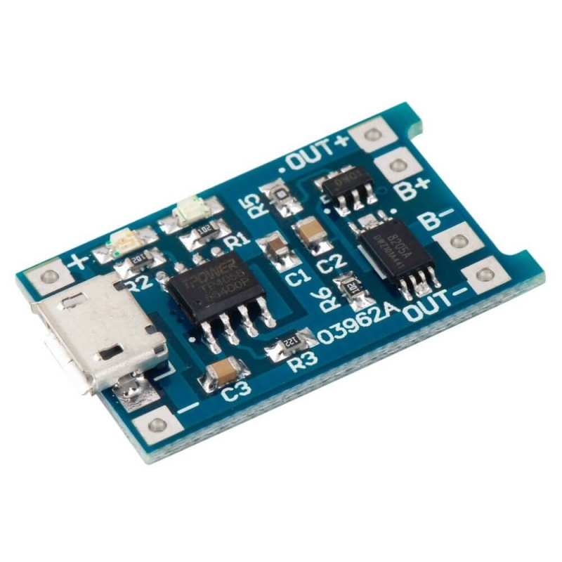 CARGADOR LITIO/18650 MICROUSB TP4056 03962A