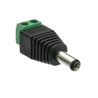 CONECTOR DC JACK MACHO 5,5X2,1mm CON BLOQUE TERMINAL 2 PIN