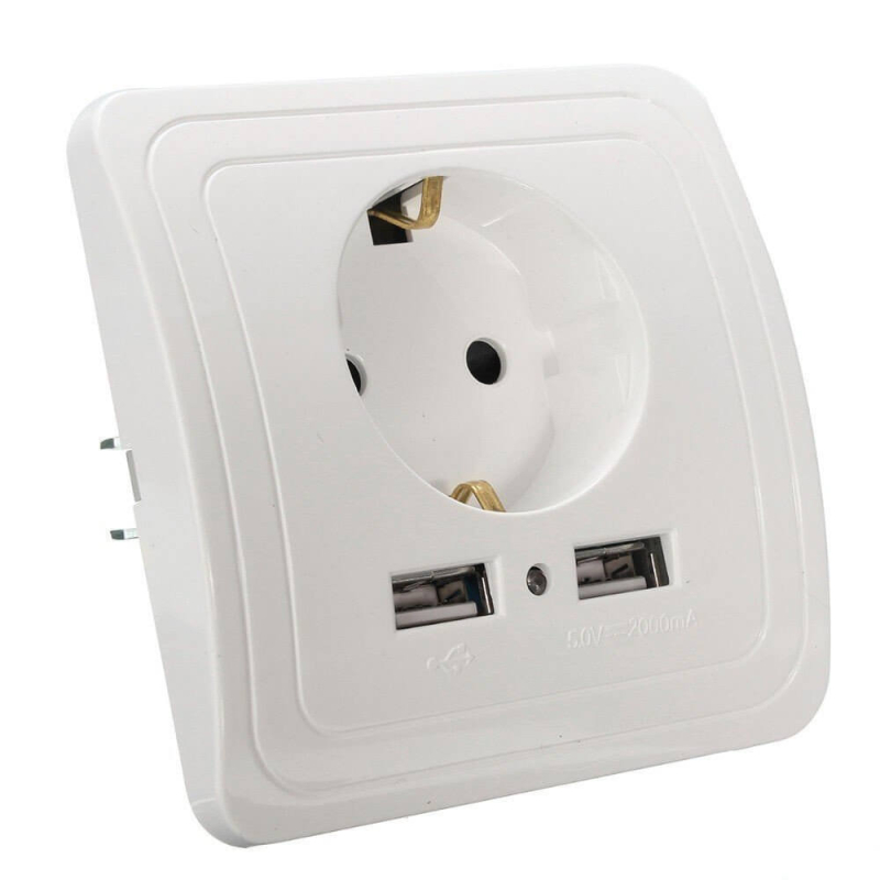 Predecesor error aleación ENCHUFE SCHUKO PARED CON CARGADOR USB