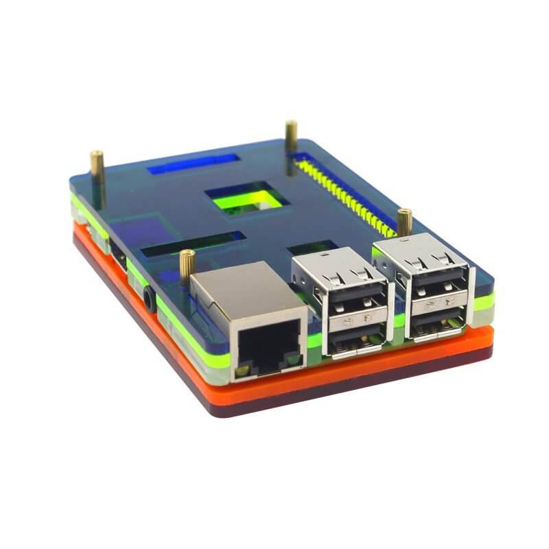 CAJA ACRILICA 5 CAPAS COLORIDA LCD/HAT PARA RASPBERRY PI 3