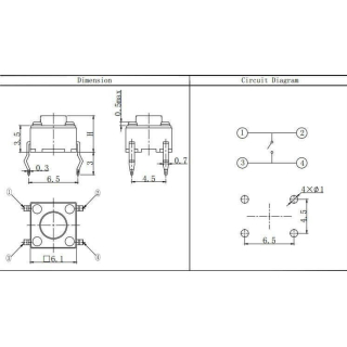 MICRO PULSADOR SWITCH TACTIL 6X6X5MM (PACK x4)