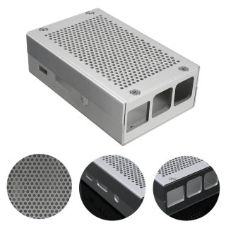 CAJA ALUMINIO GRIS CON REJILLA PARA RASPBERRY PI