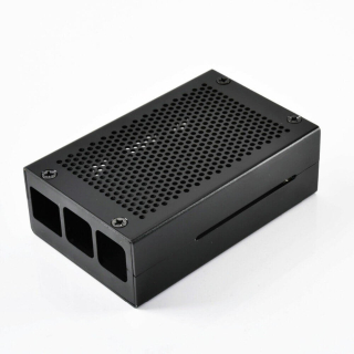 CAJA ALUMINIO NEGRA CON REJILLA PARA RASPBERRY PI