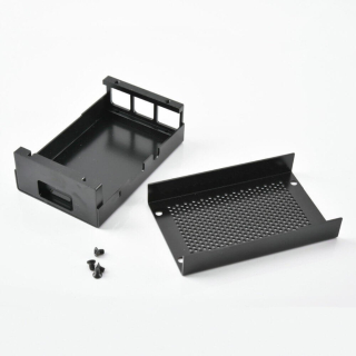 CAJA ALUMINIO NEGRA CON REJILLA PARA RASPBERRY PI