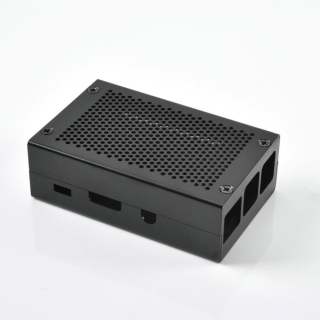 CAJA ALUMINIO NEGRA CON REJILLA PARA RASPBERRY PI