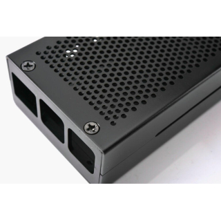 CAJA ALUMINIO NEGRA CON REJILLA PARA RASPBERRY PI