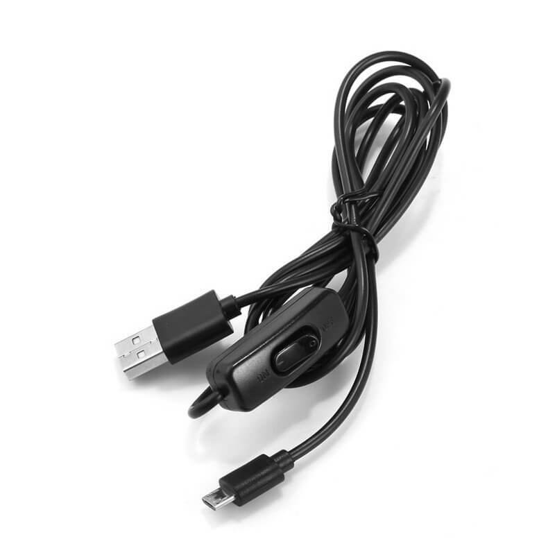 CABLE ALARGADOR USB-C NEGRO CON INTERRUPTOR - RASPBERRY PI 4