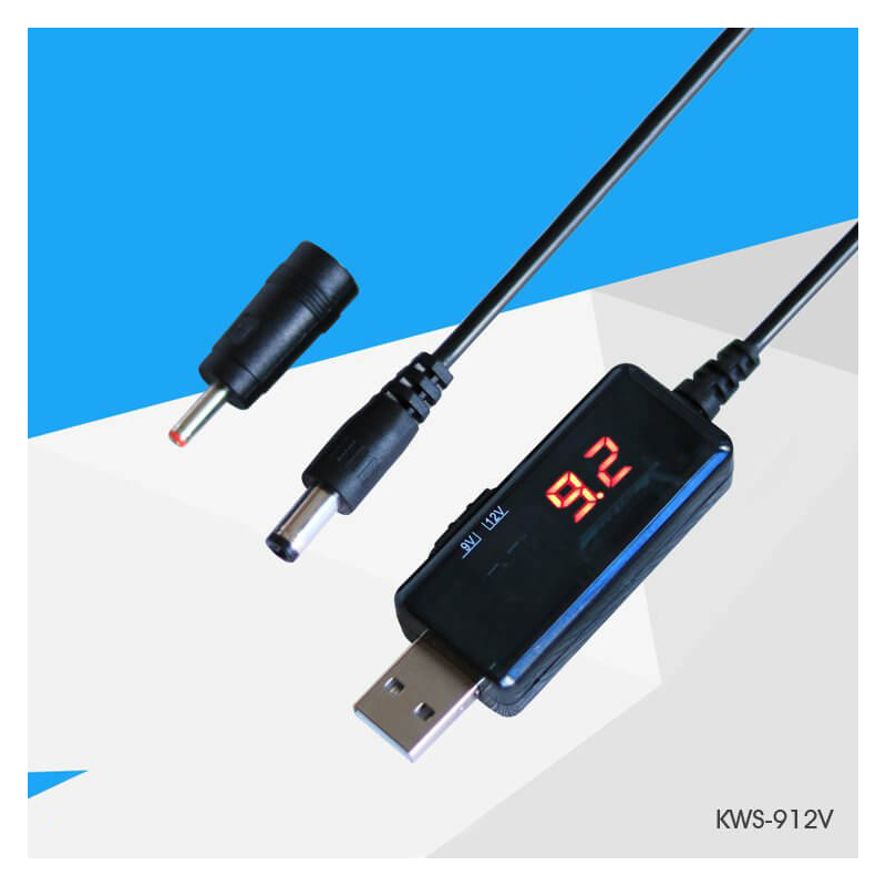 CABLE ALIMENTACION USB STEP-UP - CONVERSOR 5V A 9V/12V DC JACK