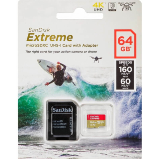 SANDISK EXTREME MICROSDXC 64GB CLASS10 U3 A2 V30 160MB/S