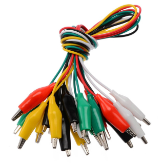 PACK 10 CABLES CON PINZAS COCODRILO 50CM