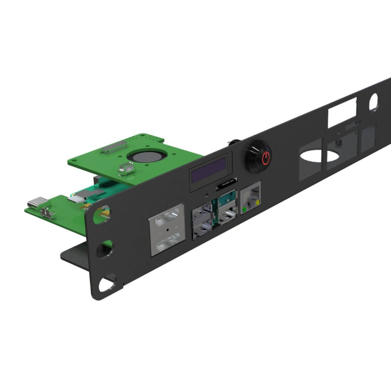 Raspberry Pi 4 Rack Mount 19 Inch 1U Bracket w/ OLED Monitor, Power Switch &amp; Cooling Fan