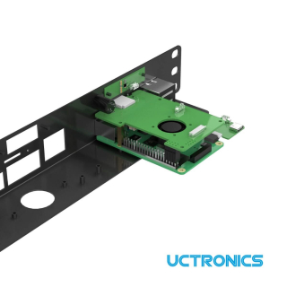 Raspberry Pi 4 Rack Mount 19 Inch 1U Bracket w/ OLED Monitor, Power Switch &amp; Cooling Fan