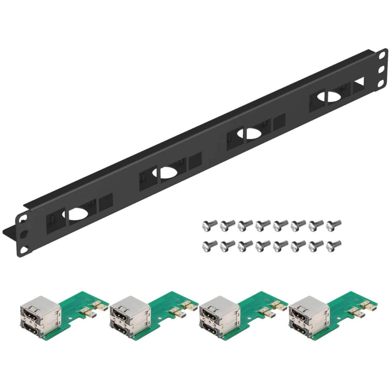 UCTRONICS for Raspberry Pi Rack with Micro HDMI Adapter Boards, 19&quot; 1U Rack Mount Supports 1-4 Units of Raspberry Pi 4 Mode