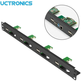 UCTRONICS for Raspberry Pi Rack with Micro HDMI Adapter Boards, 19&quot; 1U Rack Mount Supports 1-4 Units of Raspberry Pi 4 Mode