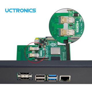 UCTRONICS for Raspberry Pi Rack with Micro HDMI Adapter Boards, 19&quot; 1U Rack Mount Supports 1-4 Units of Raspberry Pi 4 Mode