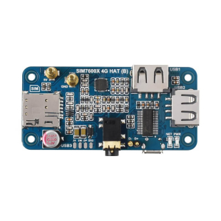 SIM7600G-H 4G HAT (B) for Raspberry Pi, LTE Cat-4 4G / 3G / 2G Support, GNSS Positioning, Global Band