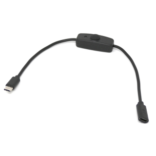 CABLE ALARGADOR USB-C NEGRO CON INTERRUPTOR Y LED