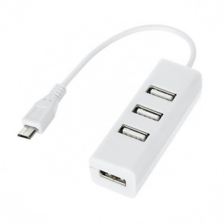 MINI HUB USB 4 PUERTOS BLANCO - MICRO USB OTG