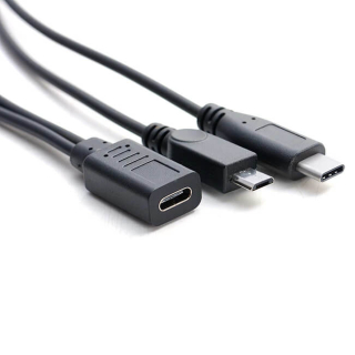 CABLE USB-C DUPLICADOR A USB-C Y MICRO USB