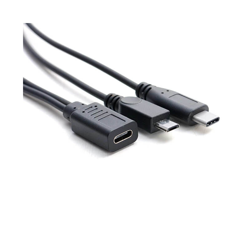CABLE USB-C DUPLICADOR A USB-C Y MICRO USB