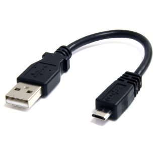 MINI CABLE USB A MICROUSB 15CM NEGRO