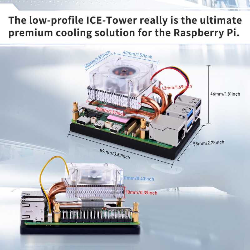 ICE TOWER RGB LED - VENTILADOR BAJO PERFIL RASPBERRY PI 5