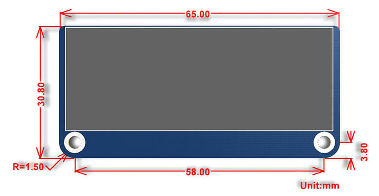 Dimensiones HAT OLED 2,23"