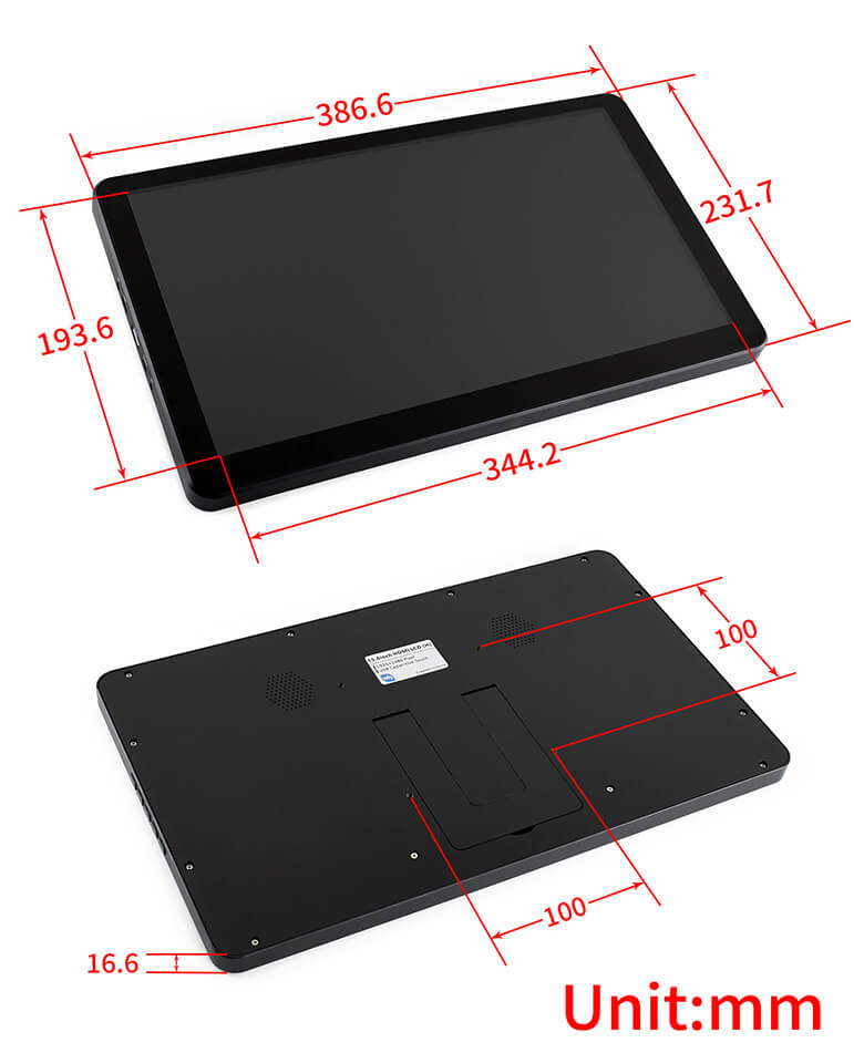 Waveshare Monitor 15,6" táctil (dimensiones)