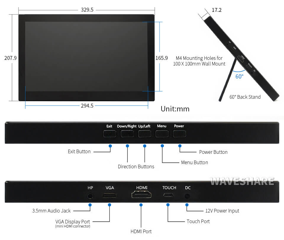 Pantalla táctil para Raspberry Pi y nVidia Jetson Nano