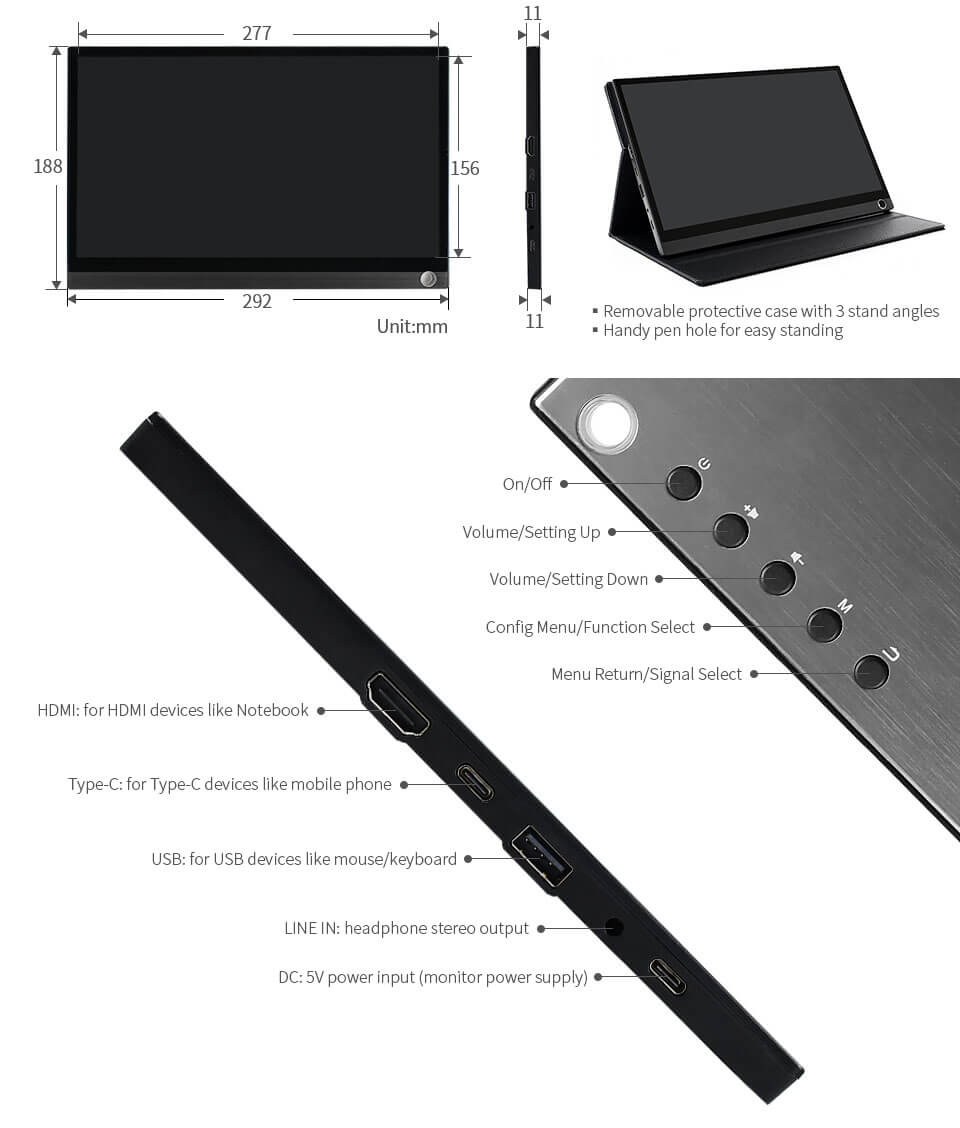 Pantalla USB-C táctil para Raspberry Pi y nVidia Jetson Nano