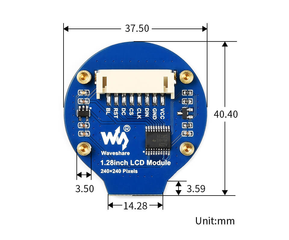 Rounded display - Dimensions