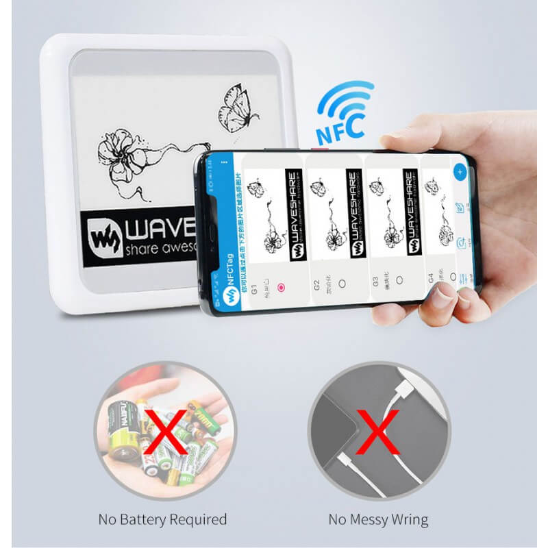 Pantalla tinta electrónica con NFC sin batería