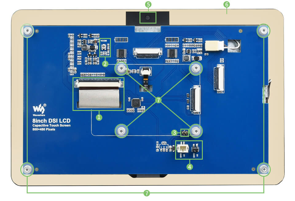 8inch Capacitive Touch Display for Raspberry Pi, DSI Interface, 800×480