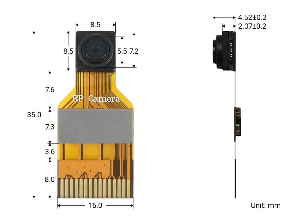 RPi FPC Camera (B) for Raspberry Pi, OV5647, 5MP, Mini Size