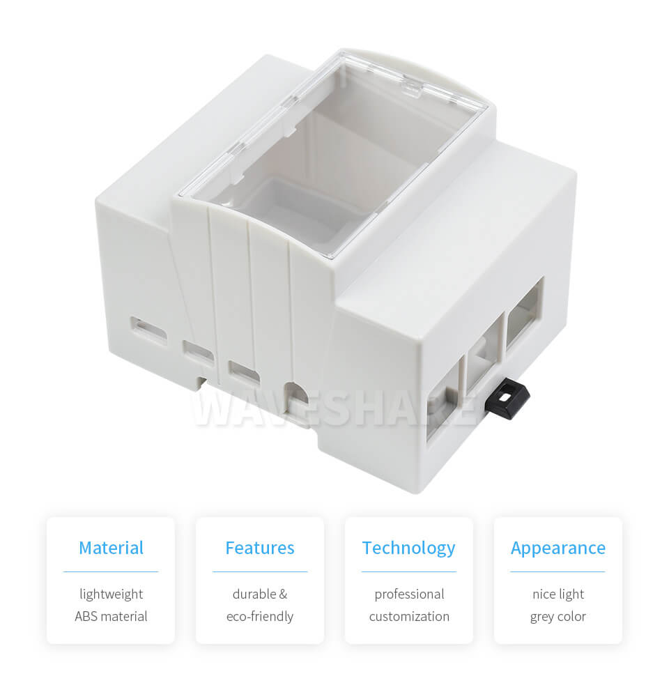 DIN Rail ABS Case for Raspberry Pi 4, Large Inner Space, Injection Moduling