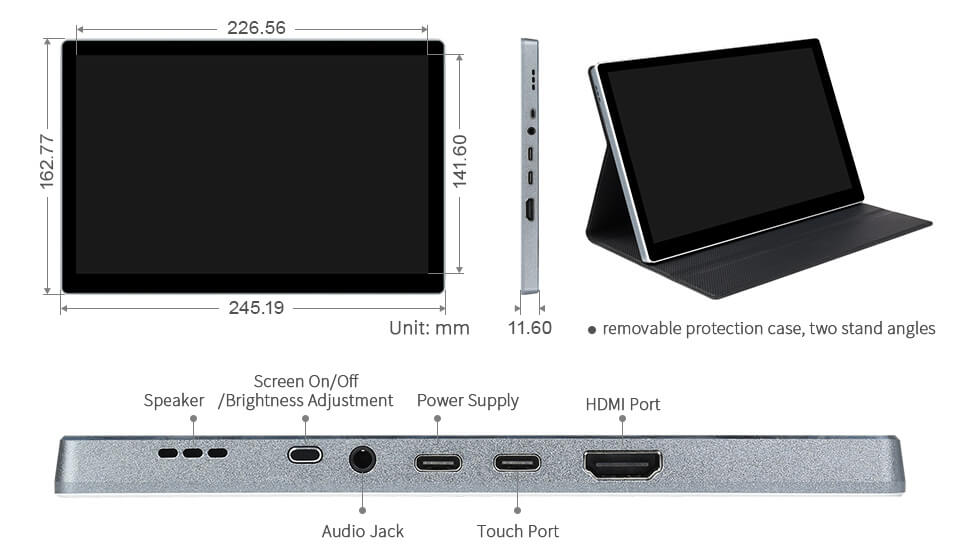 10.5inch Capacitive Touch AMOLED, HDMI, 2560×1600 2K Resolution, Fully Laminated