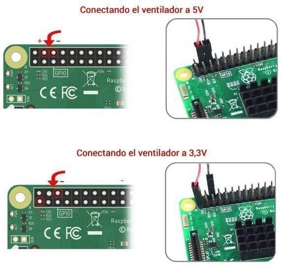 Forma de conectar el ventilador a la Raspberry Pi